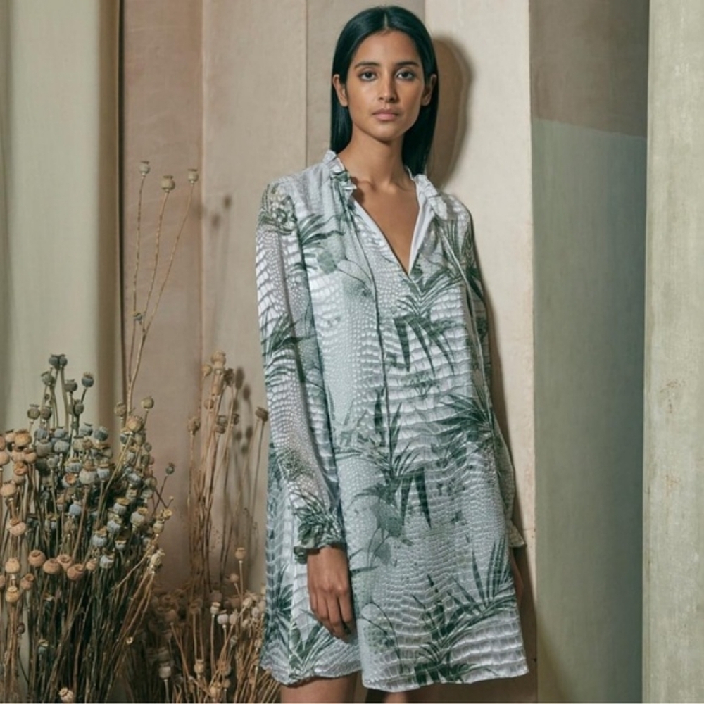 TED BAKER Glimmah Grey Highland Burnout Mini Shift Swing Dress